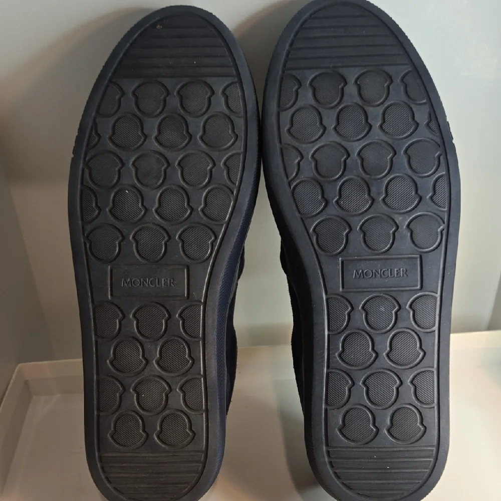 Elegant Moncler‎ Navy Blue Suede Mereith Loafers New No Box - Picture 7 of 10